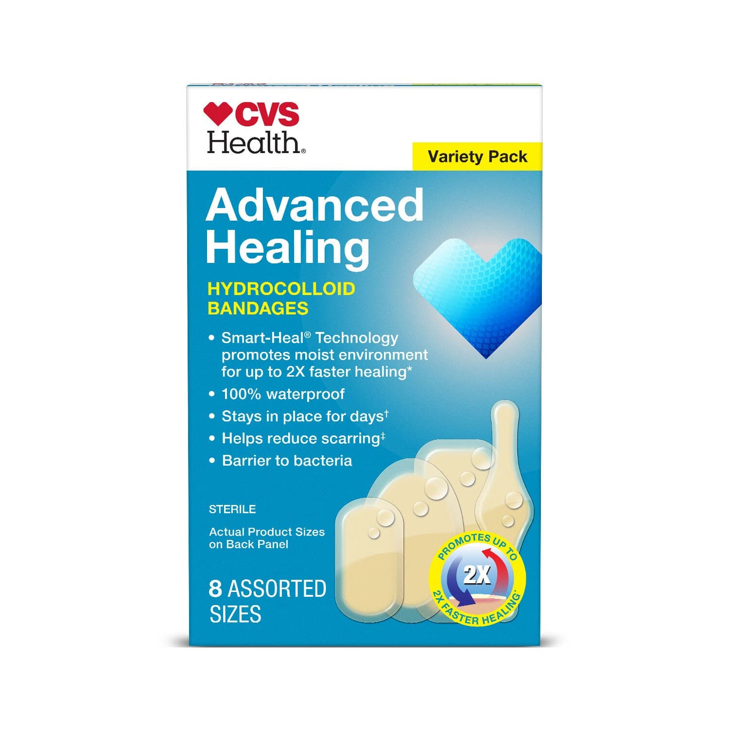 Picture of Advanced Healing Hydrocolloid Bandages, 8 CT