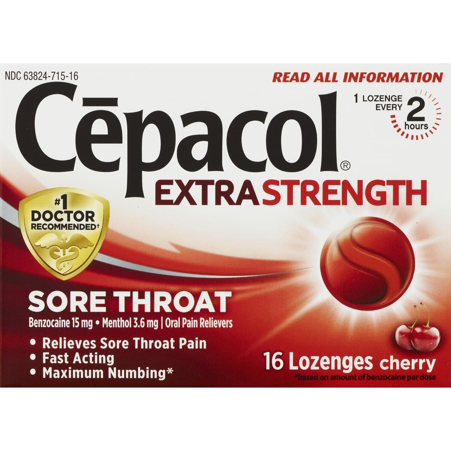 Picture of Cepacol Extra Strength Sore Throat Lozenges, Cherry, 16 CT
