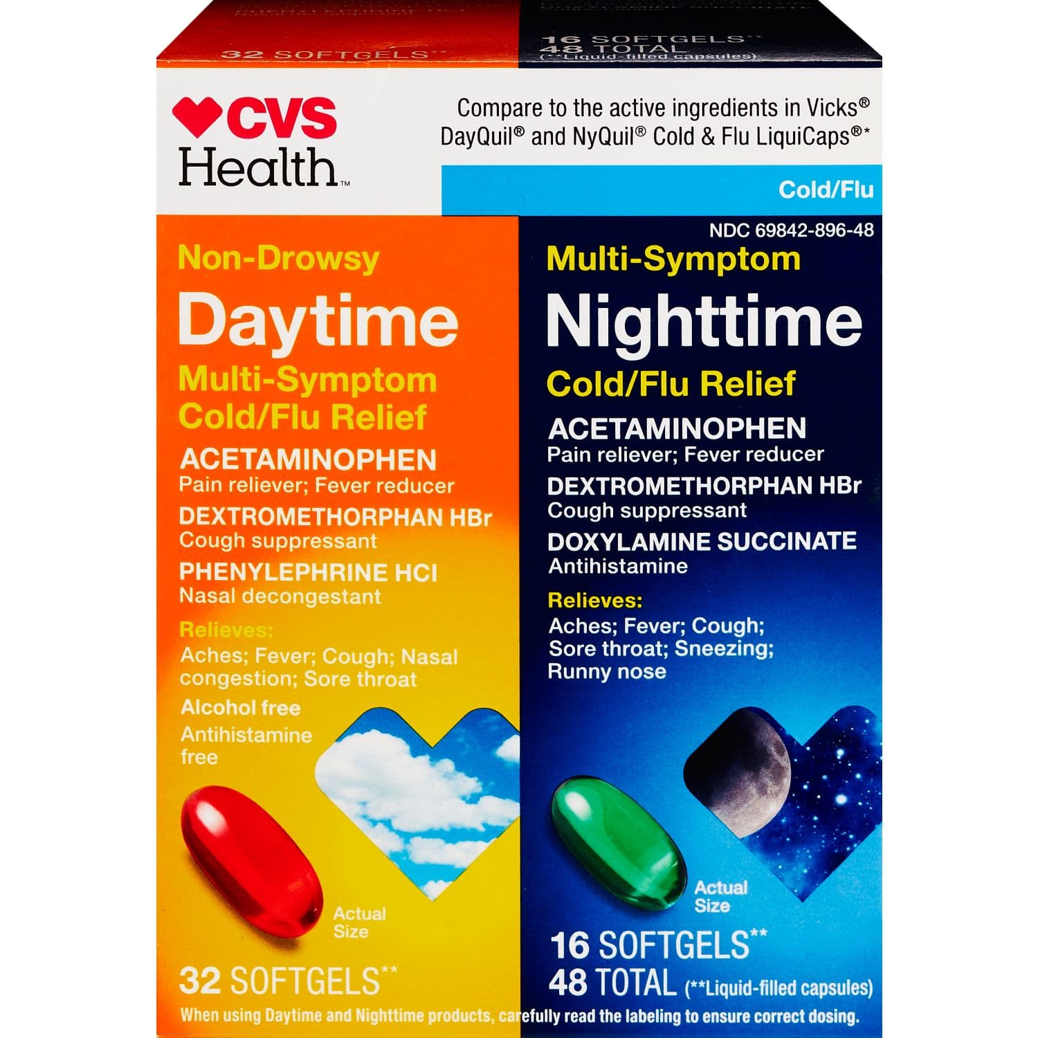 Picture of Cold and Flu Day and Night Relief Softgels, 48 CT