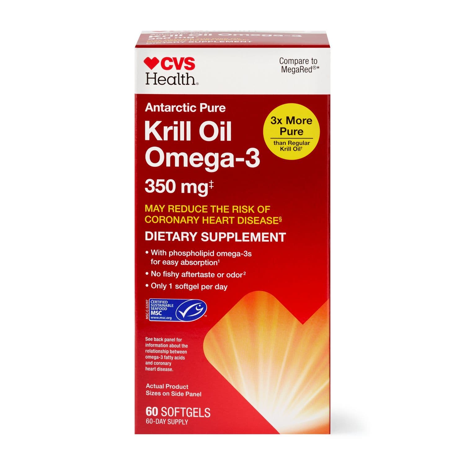 Picture of Omega-3 Krill Oil 350mg Antarctic Pure Softgels, 60 CT