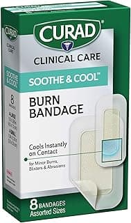 Picture of Curad Soothe & Cool Burn Bandages, Instant Cooling, Assorted Sizes, 8