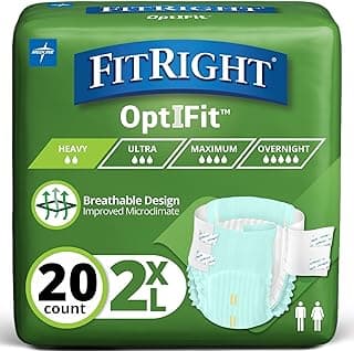 Picture of FitRight Adult Incontinence Tab-Style Disposable Briefs, Extra Absorbency, XXL (Waist size 60"-70"), 20
