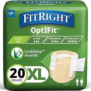 Picture of FitRight, Adult Incontinence Tab-Style Disposable Briefs, Ultra Absorbency, XL (Waist size 56"-64"), 20