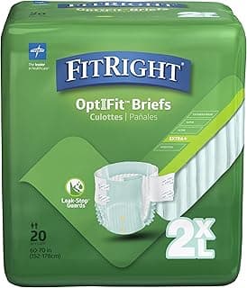 Picture of FitRight, Adult Incontinence Tab-Style Disposable Briefs, Ultra Absorbency, XXL (Waist size 60"-70"), 20