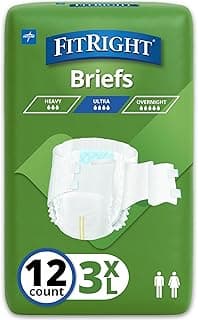 Picture of Adult Incontinence Tab-Style Disposable Briefs, Ultra Absorbency, 3XL (Waist Size 71"-84"), 12