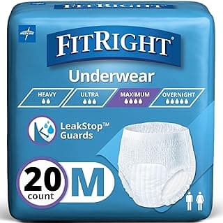 Picture of FitRight Adult Incontinence Tab-Style Disposable Briefs, Ultra Absorbency, Medium (Waist size 32"-44"), 20