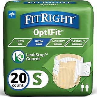 Picture of FitRight Adult Incontinence Tab-Style Disposable Briefs, Extra Absorbency, Small (Waist size 20"-32"), 20
