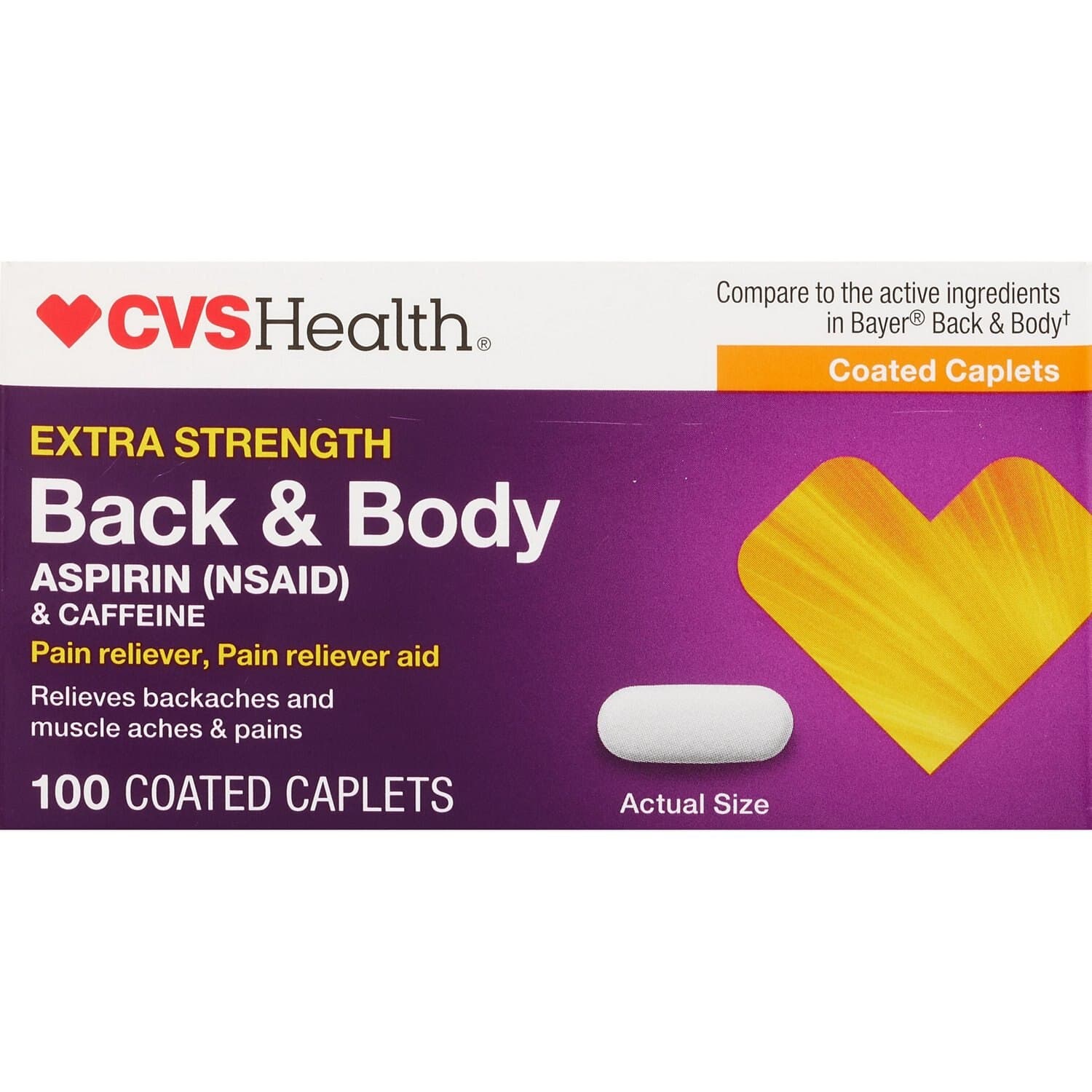 Picture of Back and Body Extra Strength Caplets, 100 CT