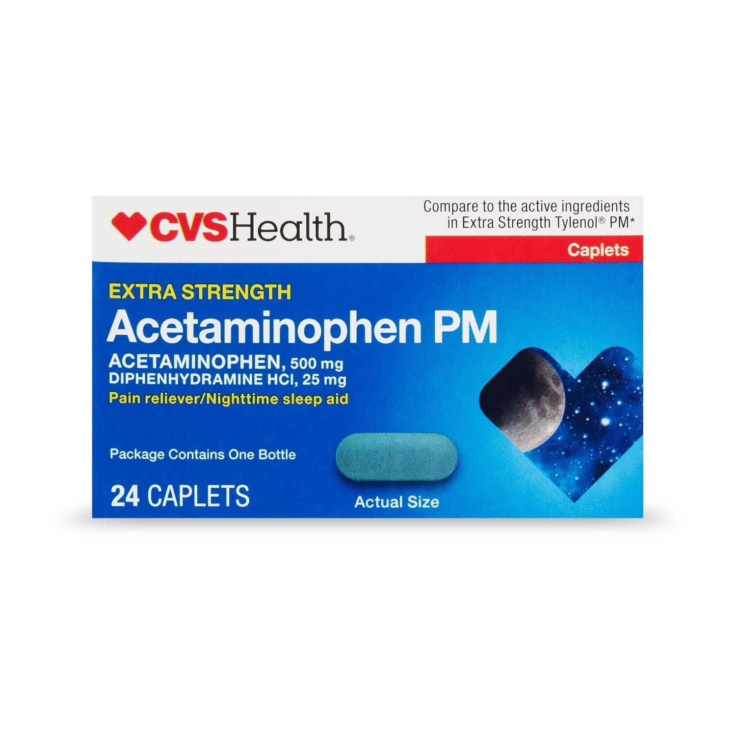 Picture of Acetaminophen PM 500mg Caplets, 100 CT