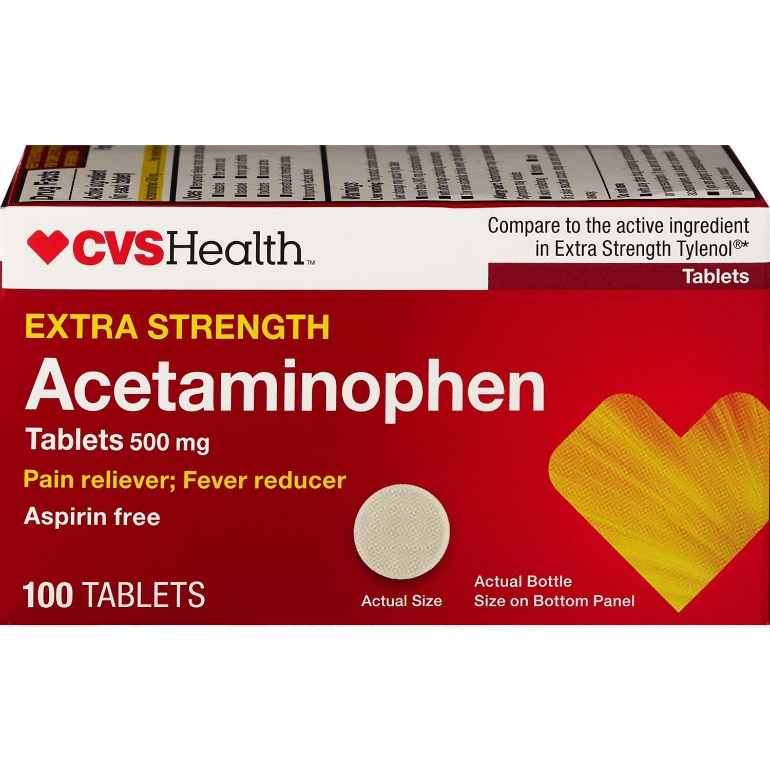 Picture of Acetaminophen 500mg Tablets, 100 CT