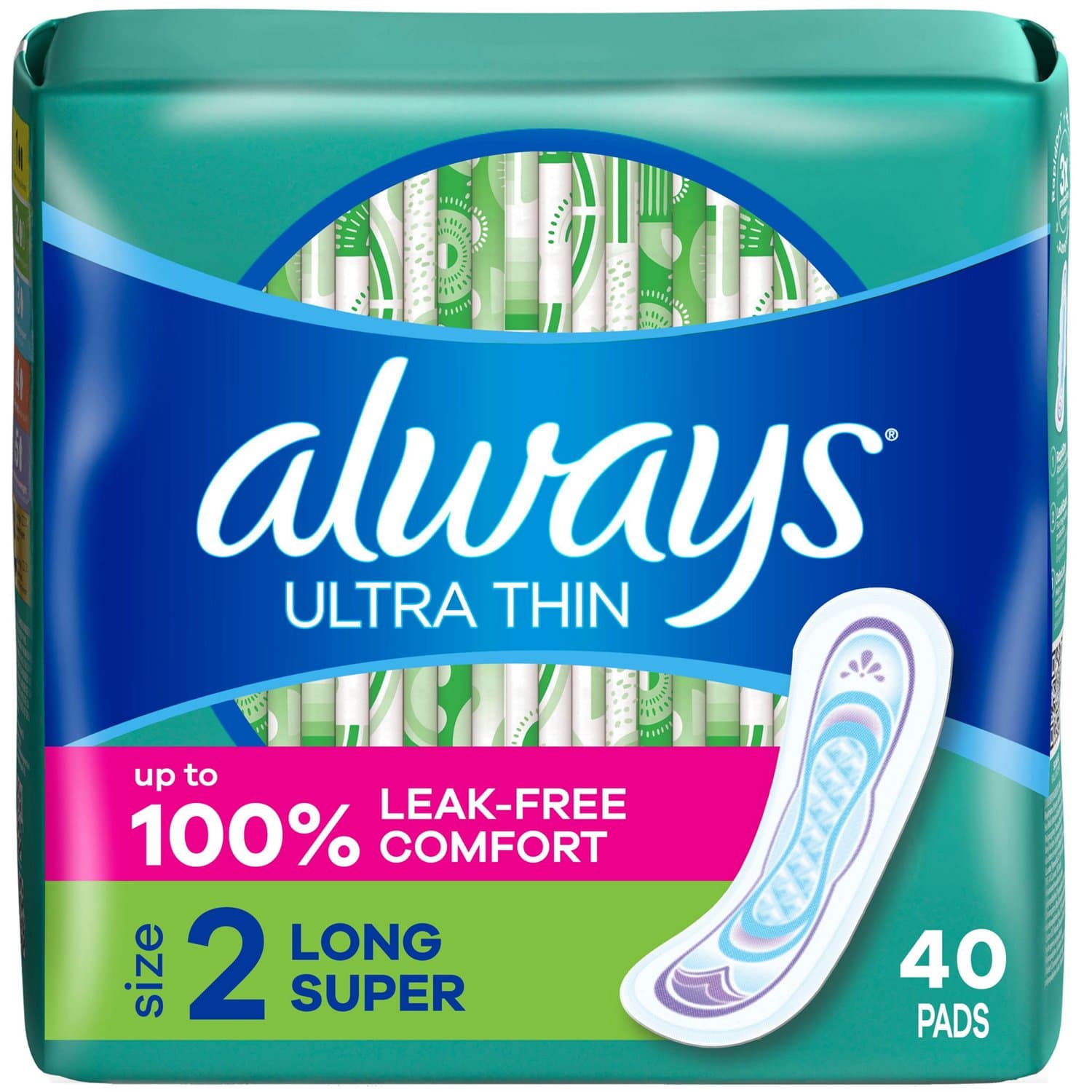 Picture of Always Long Super Ultra Thin Pads Without Wings, 40 CT