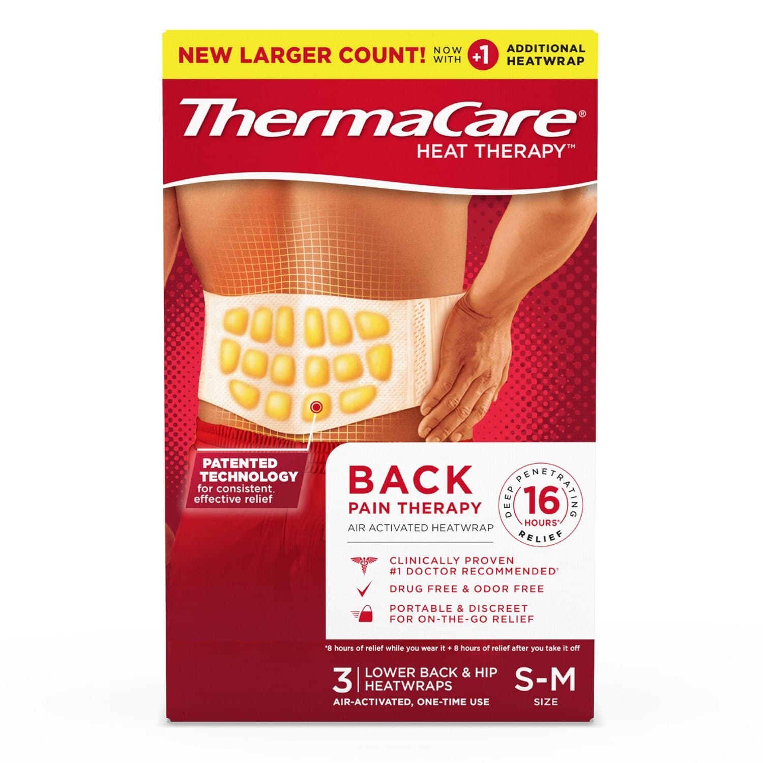 Picture of Thermacare Back Pain Heat Therapy, 3 CT