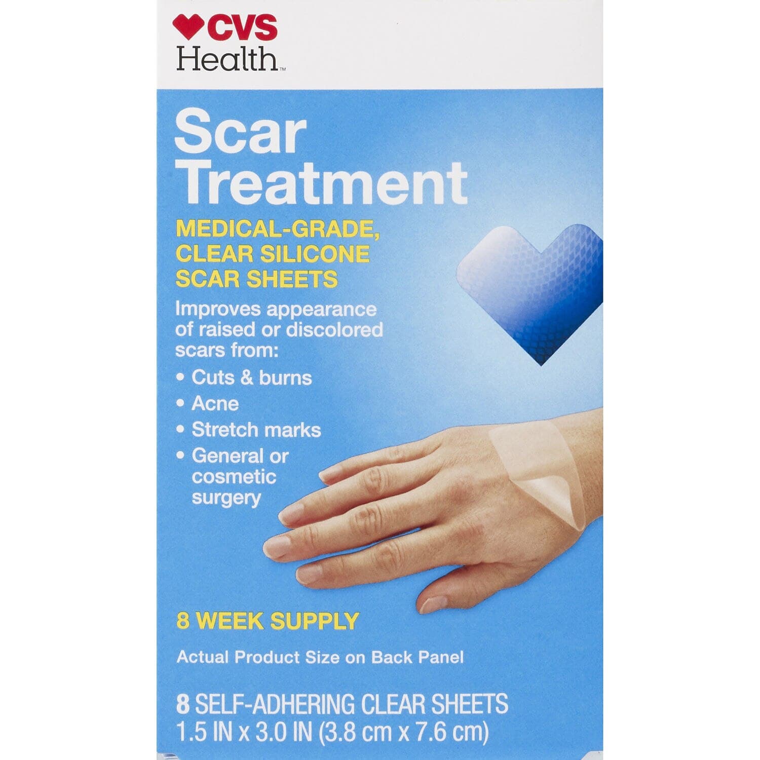 Picture of Silicone Scar Treatment Sheets 1.5"x3", 8 CT