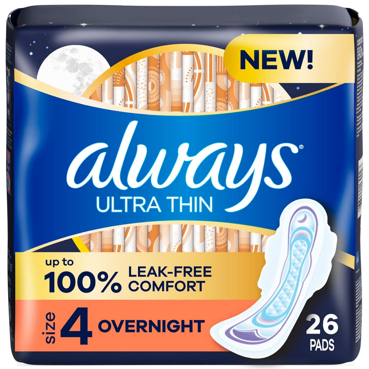 Picture of Always Overnight Ultra Thin Pads with Wings, 26 CT