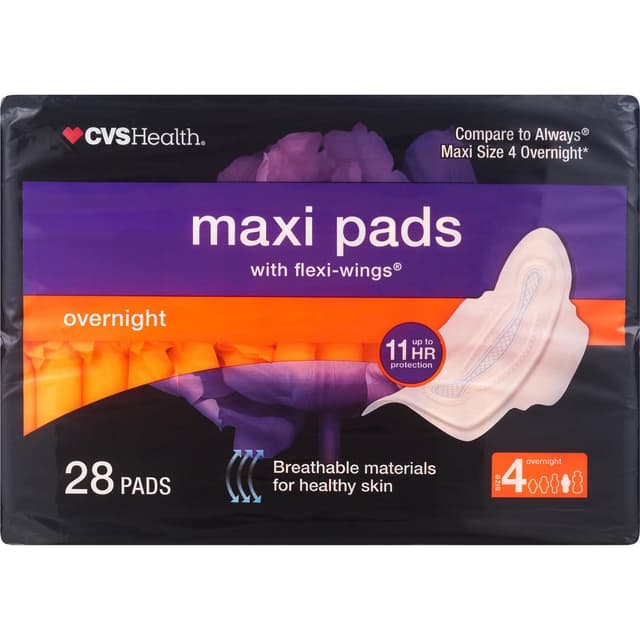 Picture of Maxi Pads with Wings Overnight, 36 CT