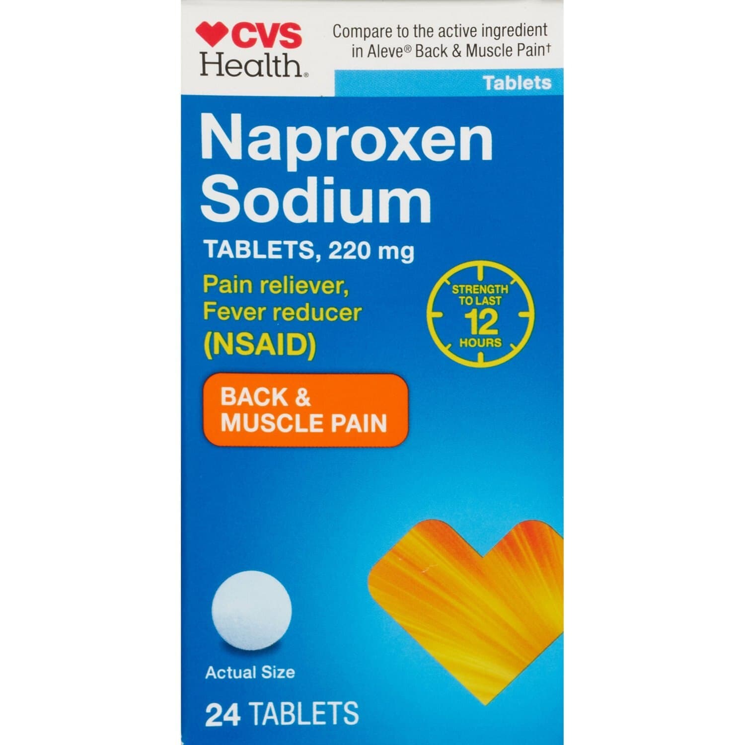 Picture of Naproxen Sodium 220mg Tablets Back and Muscle Pain, 24 CT