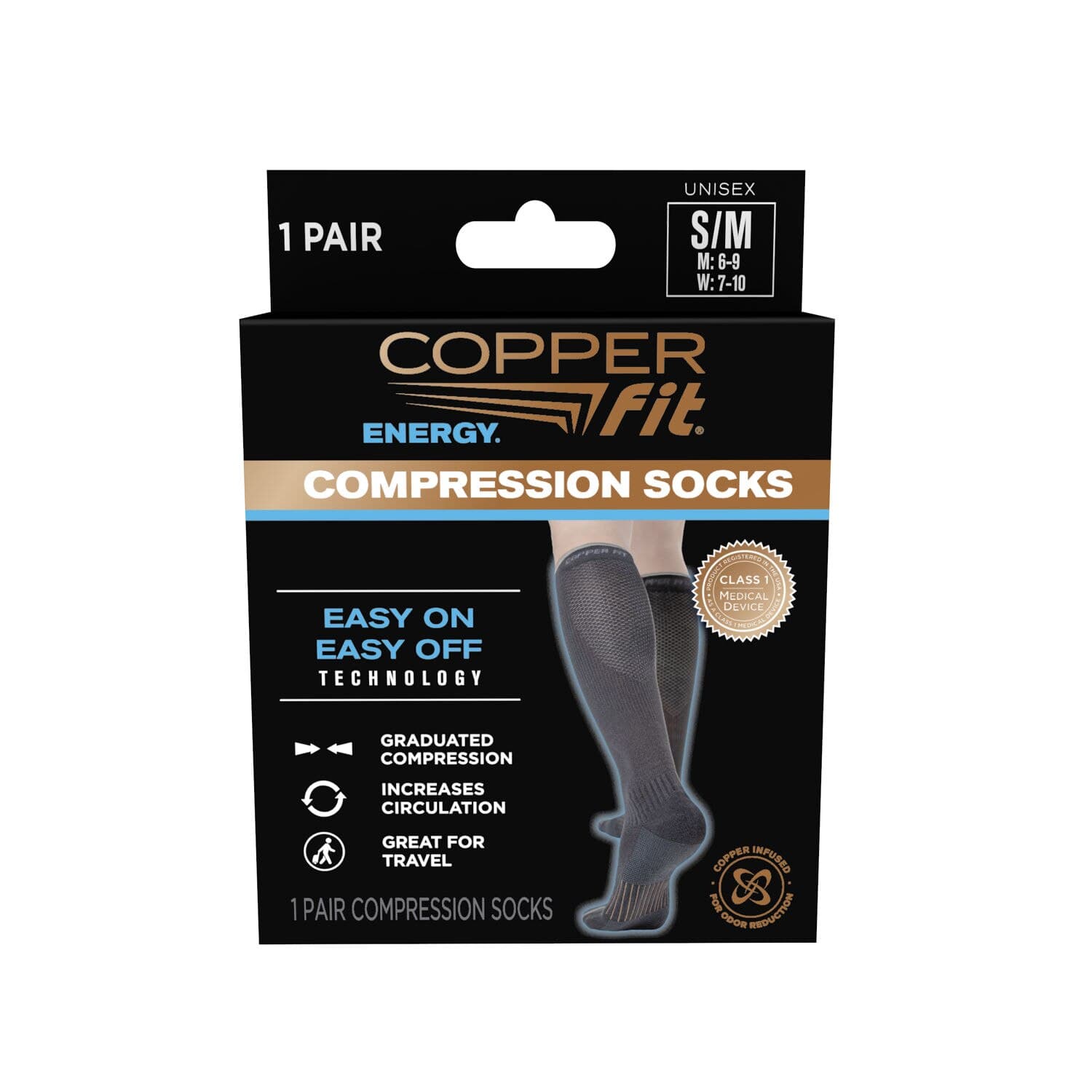 Picture of Copper Fit Energy Compression Socks, S/m Black, 1 CT