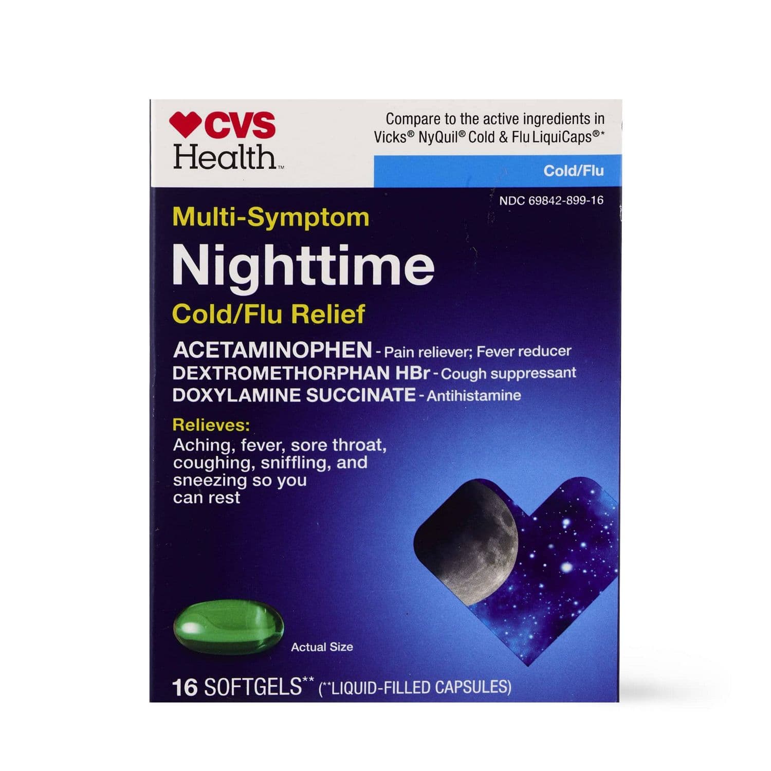 Picture of Cold and Flu Multi-Symptom Nighttime Relief Softgels, 16 CT
