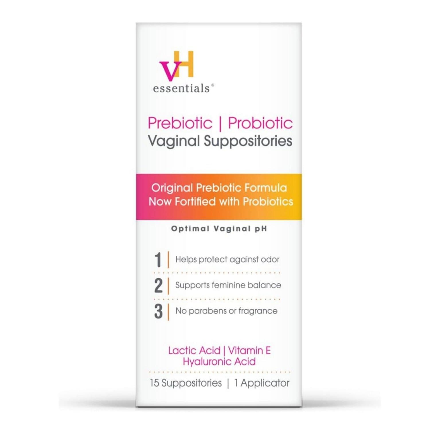 Picture of Vh Essentials Prebiotic Vaginal Suppositories, 15 CT
