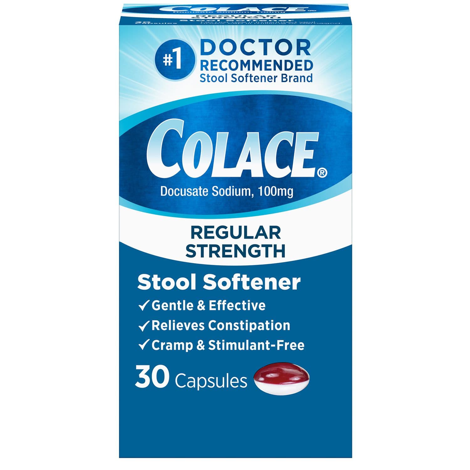 Picture of Colace Regular Strength Stool Softener 100mg Capsules, 30 CT