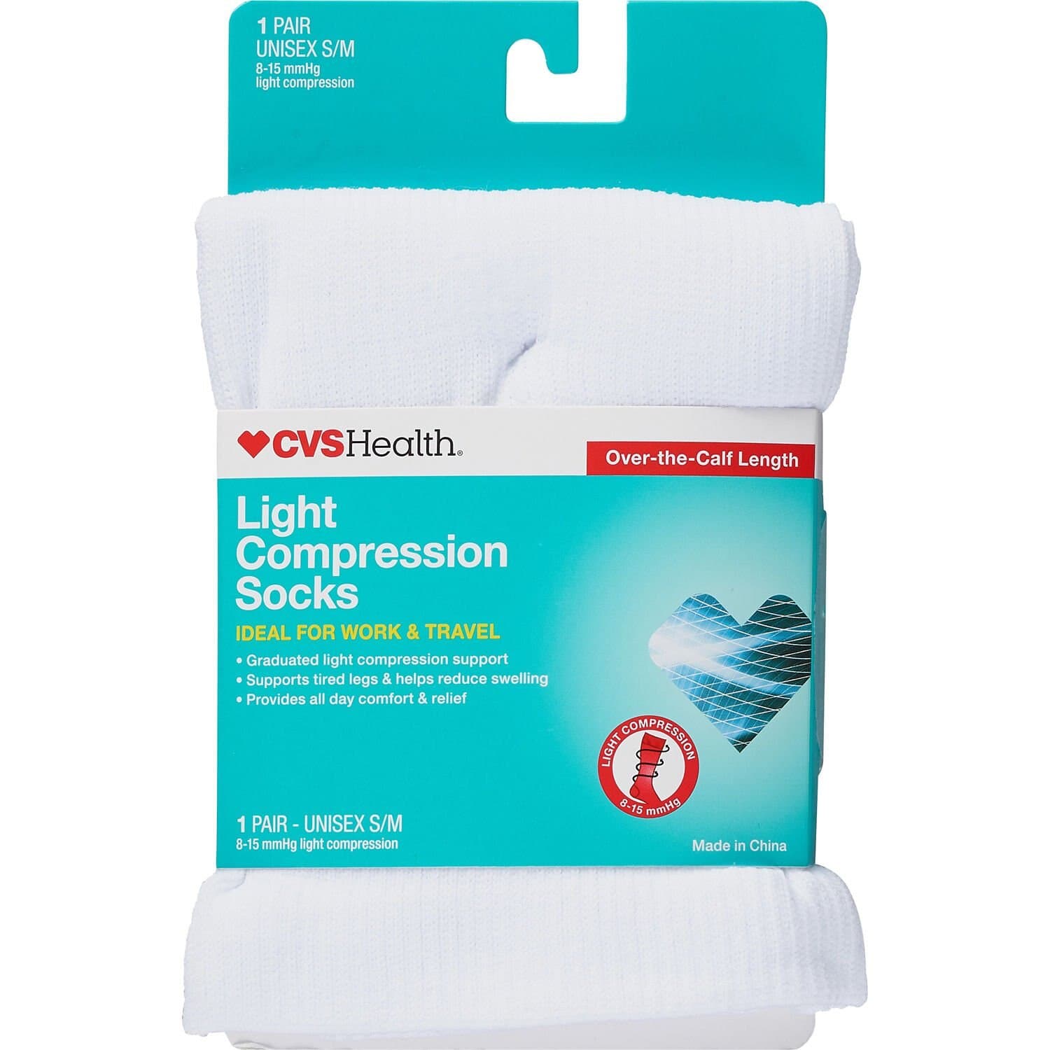 Picture of Light Compression Socks, S/m White, 1 CT