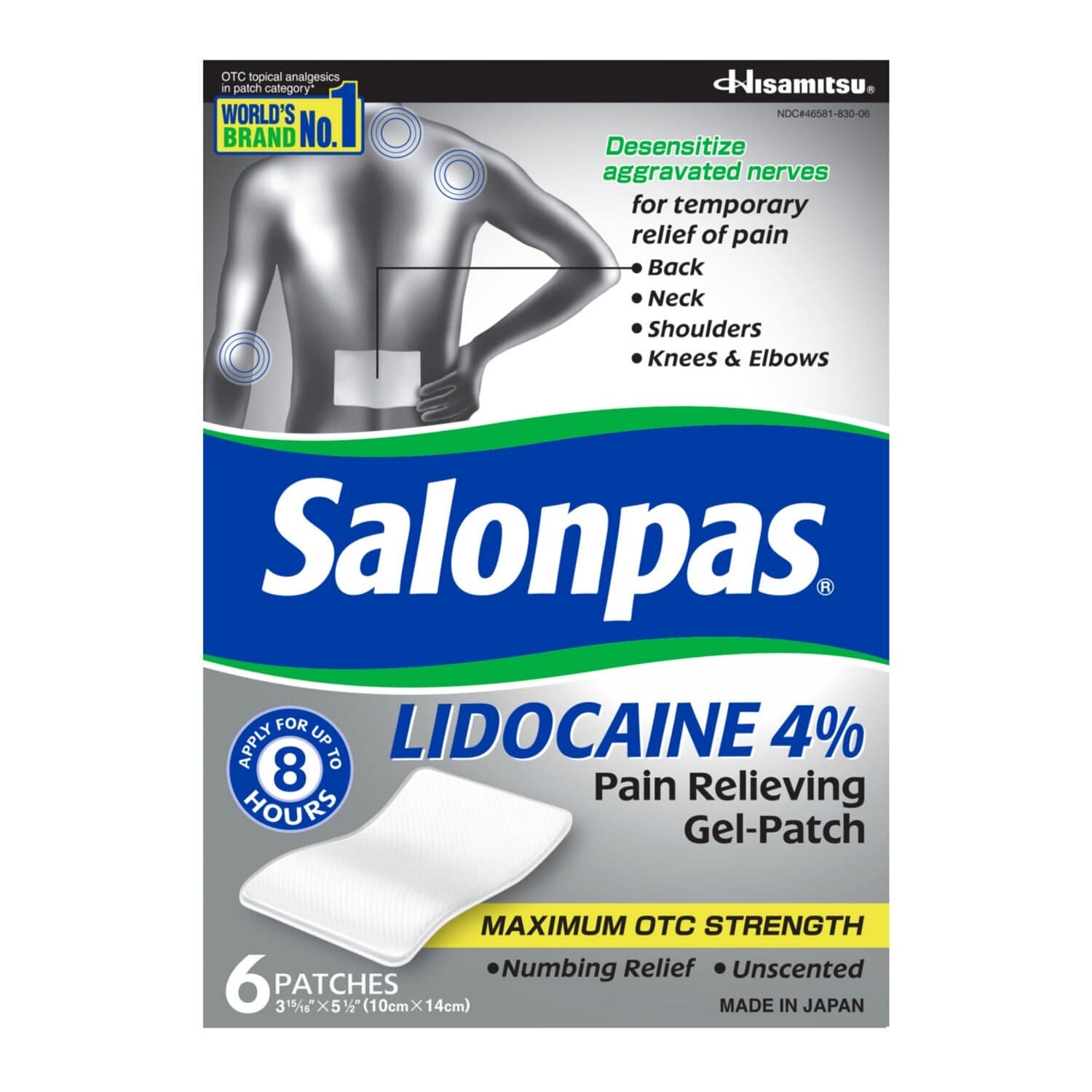 Picture of Salonpas Lidocaine Gel Patches, 6 CT