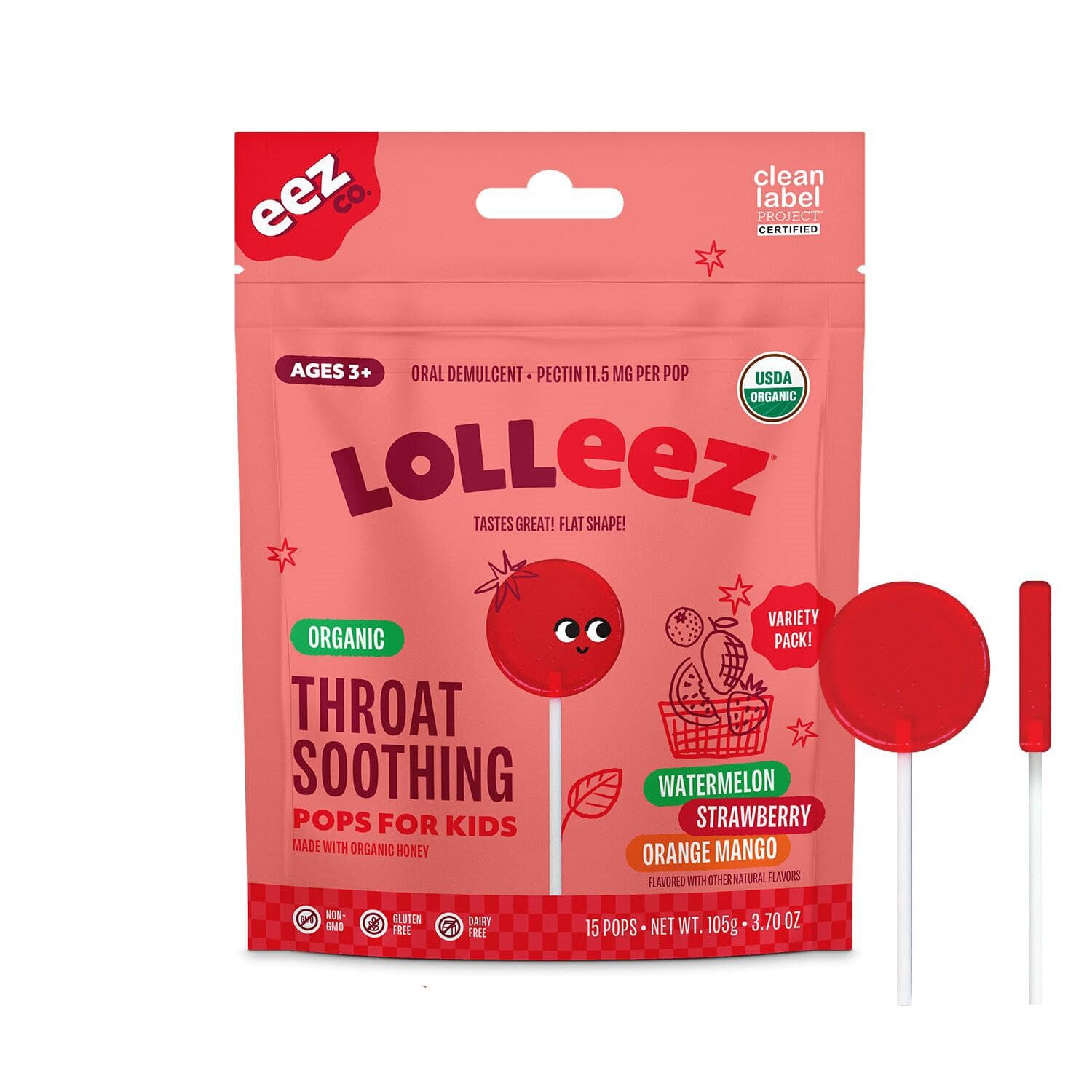 Picture of Lolleez Kids Throat Soothing Pops Variety Pack, 15 CT