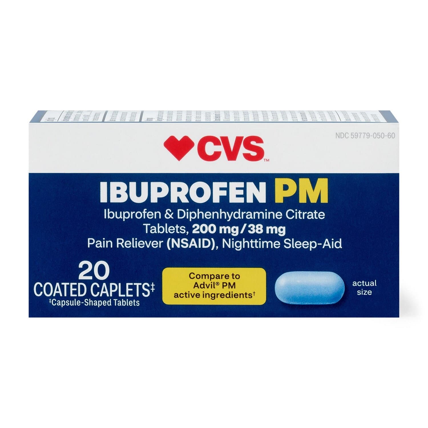 Picture of Ibuprofen PM 200mg Caplets, 20 CT