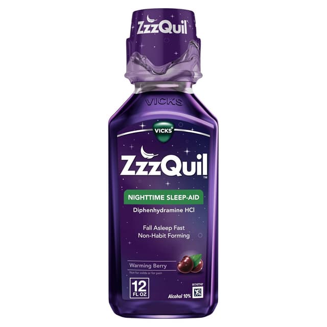 Picture of Vicks Zzzquil Nighttime Sleep-Aid Liquid Warming Berry, 12 OZ