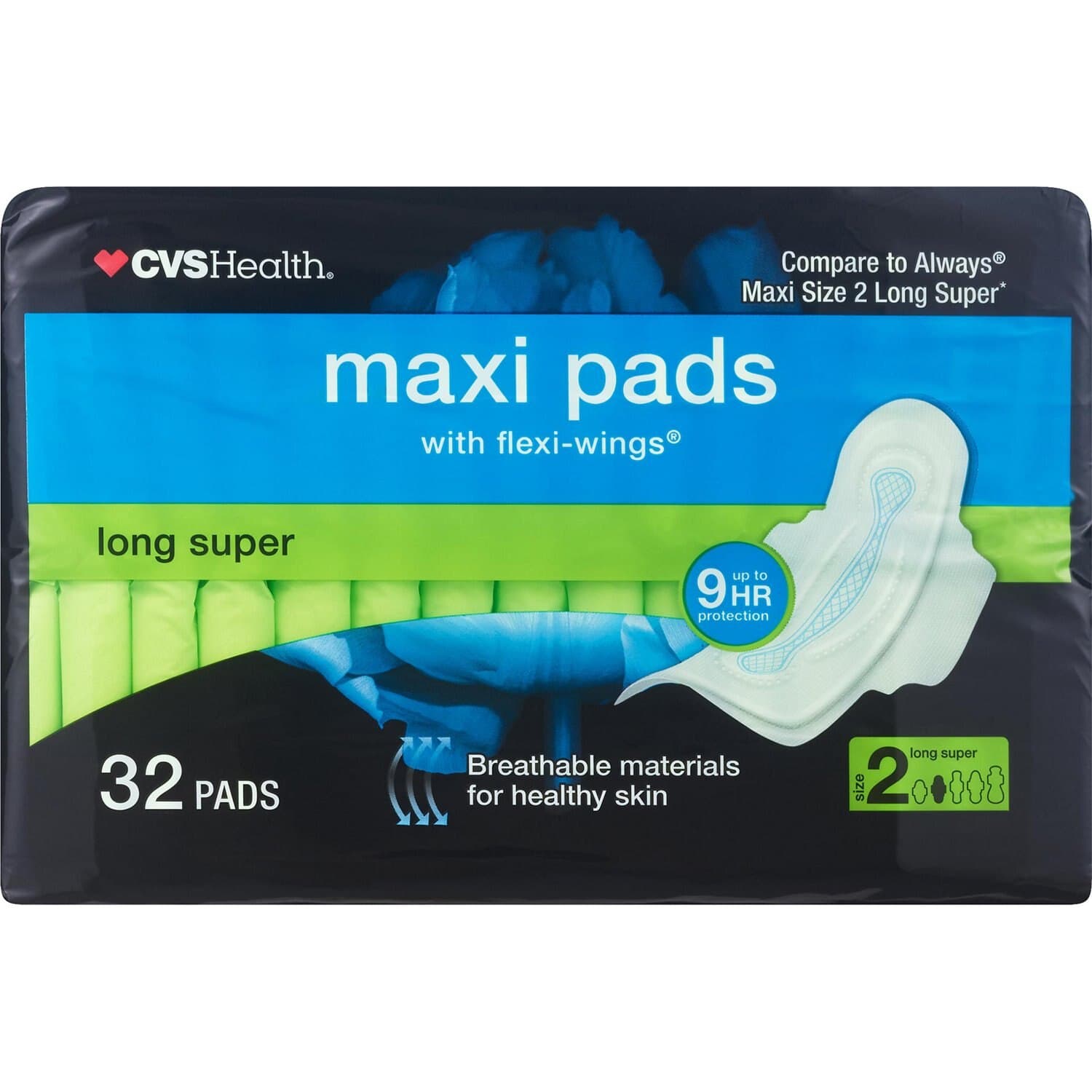 Picture of Maxi Pads with Wings Long Super, 32 CT