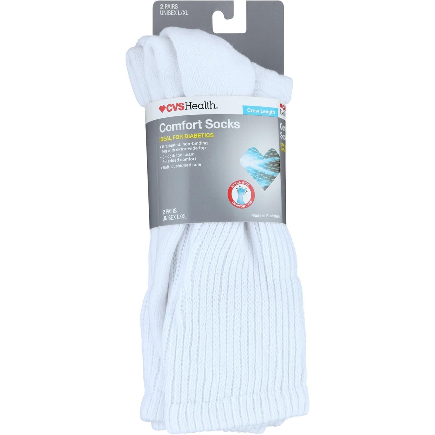 Picture of Diabetic Socks, l/Xl White, 2 CT