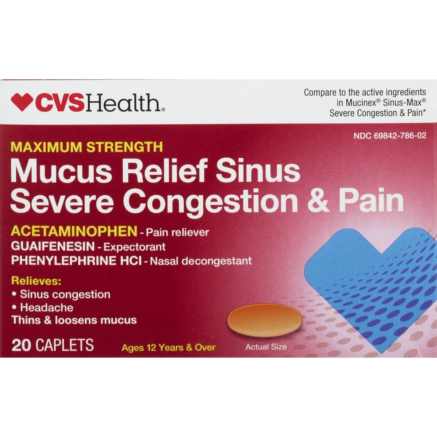 Picture of Sinus and Severe Congestion Relief Caplets, 20 CT