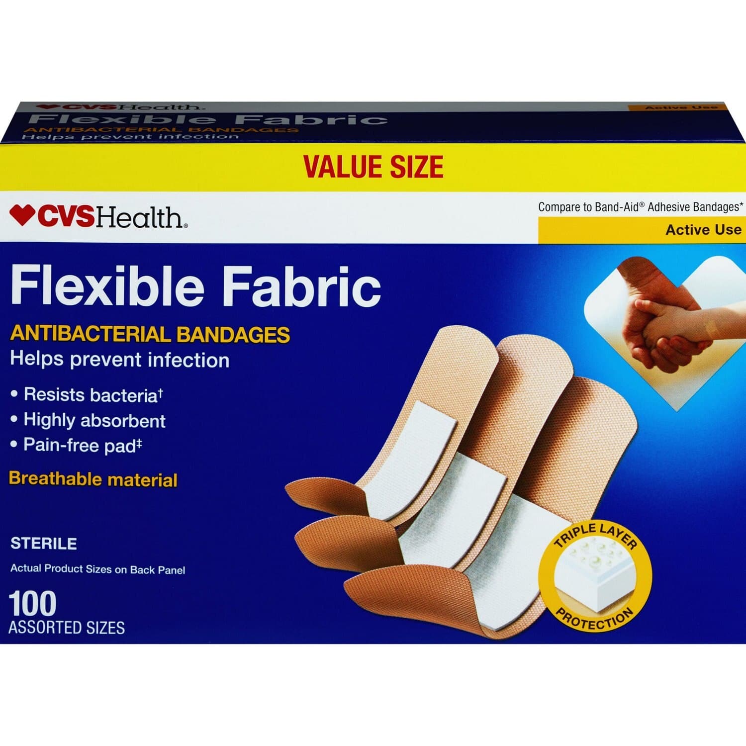Picture of Flexible Fabric Antibacterial Bandages, 100 CT