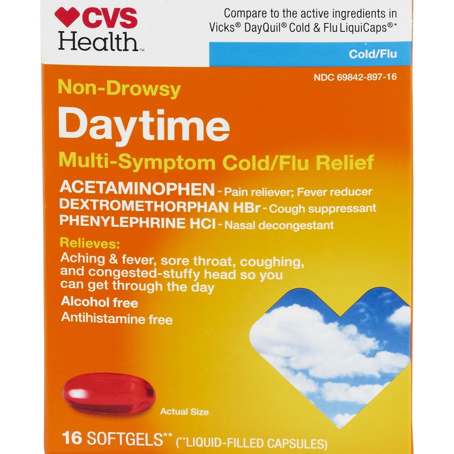 Picture of Cold and Flu Daytime Relief Softgels, 16 CT