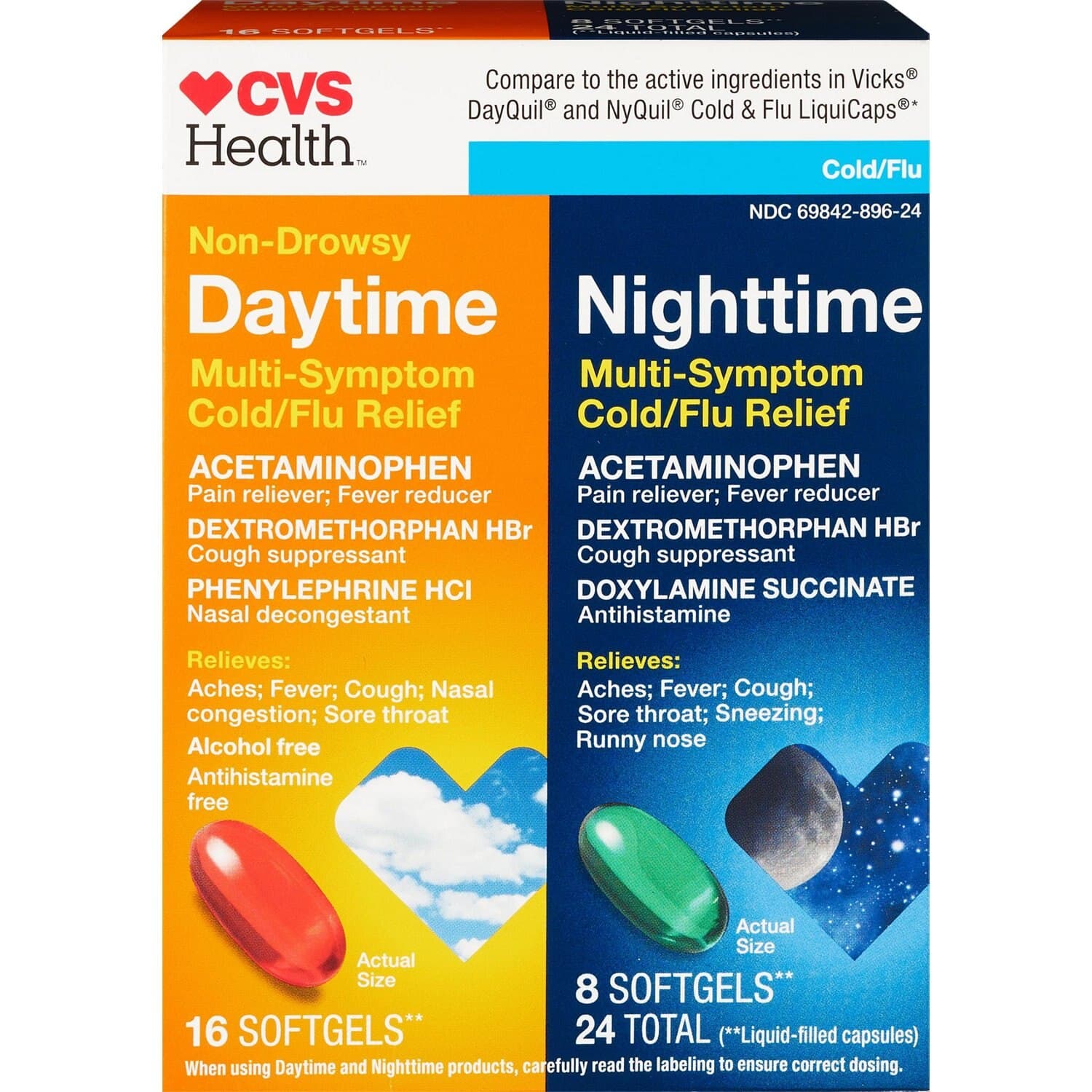 Picture of Cold and Flu Multi-Symptom Day and Night Relief Softgels, 24 CT