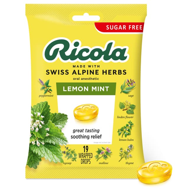 Picture of Ricola Sugar-Free Lemon Mint Throat Drops, 45 CT