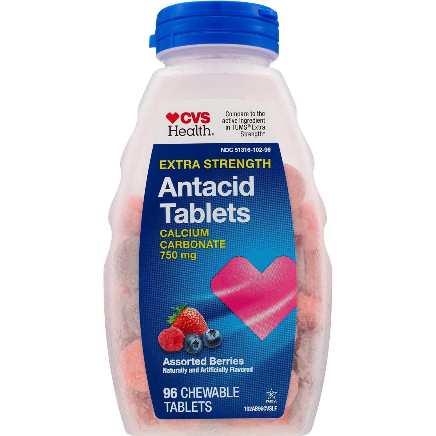 Picture of Antacid Calcium Chewable Tablets, Assorted Fruit, 96 CT