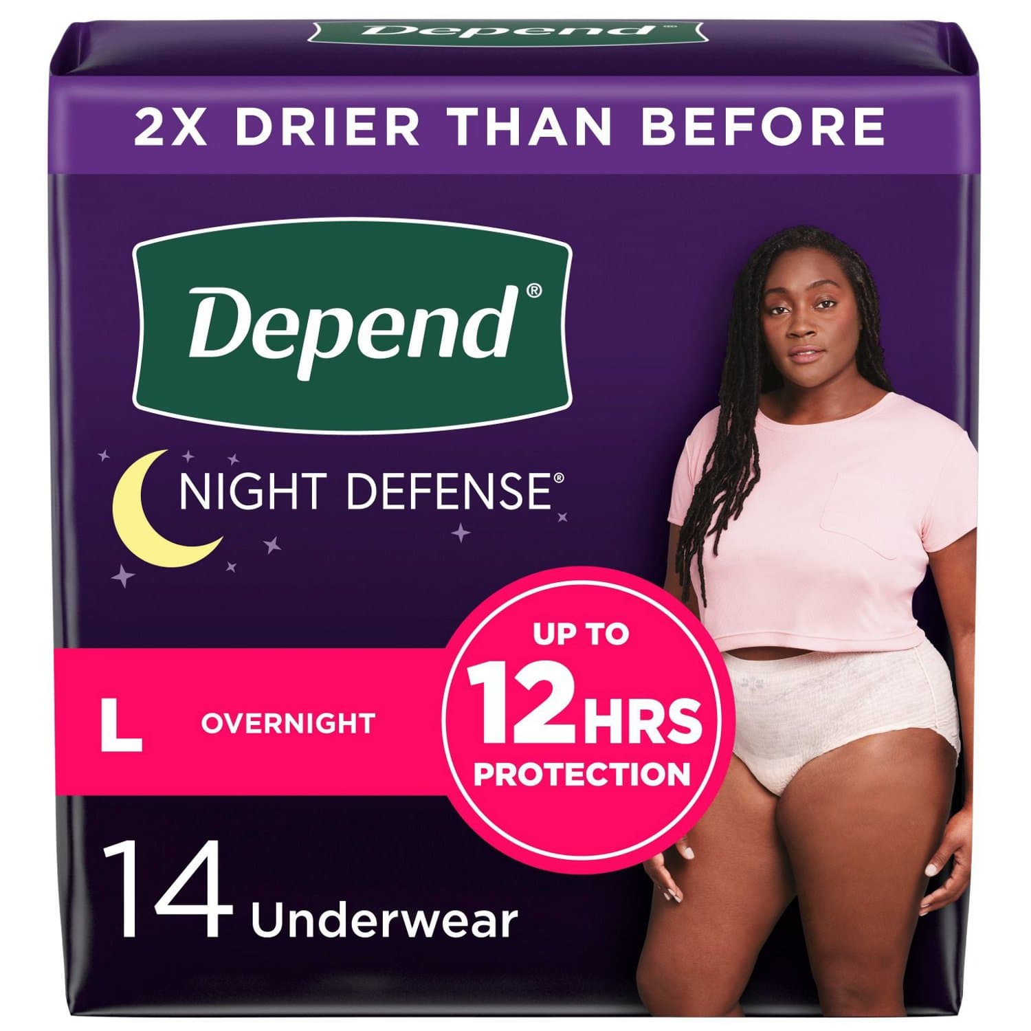 Picture of Depend Night Defense Underwear for Women l, 14 CT