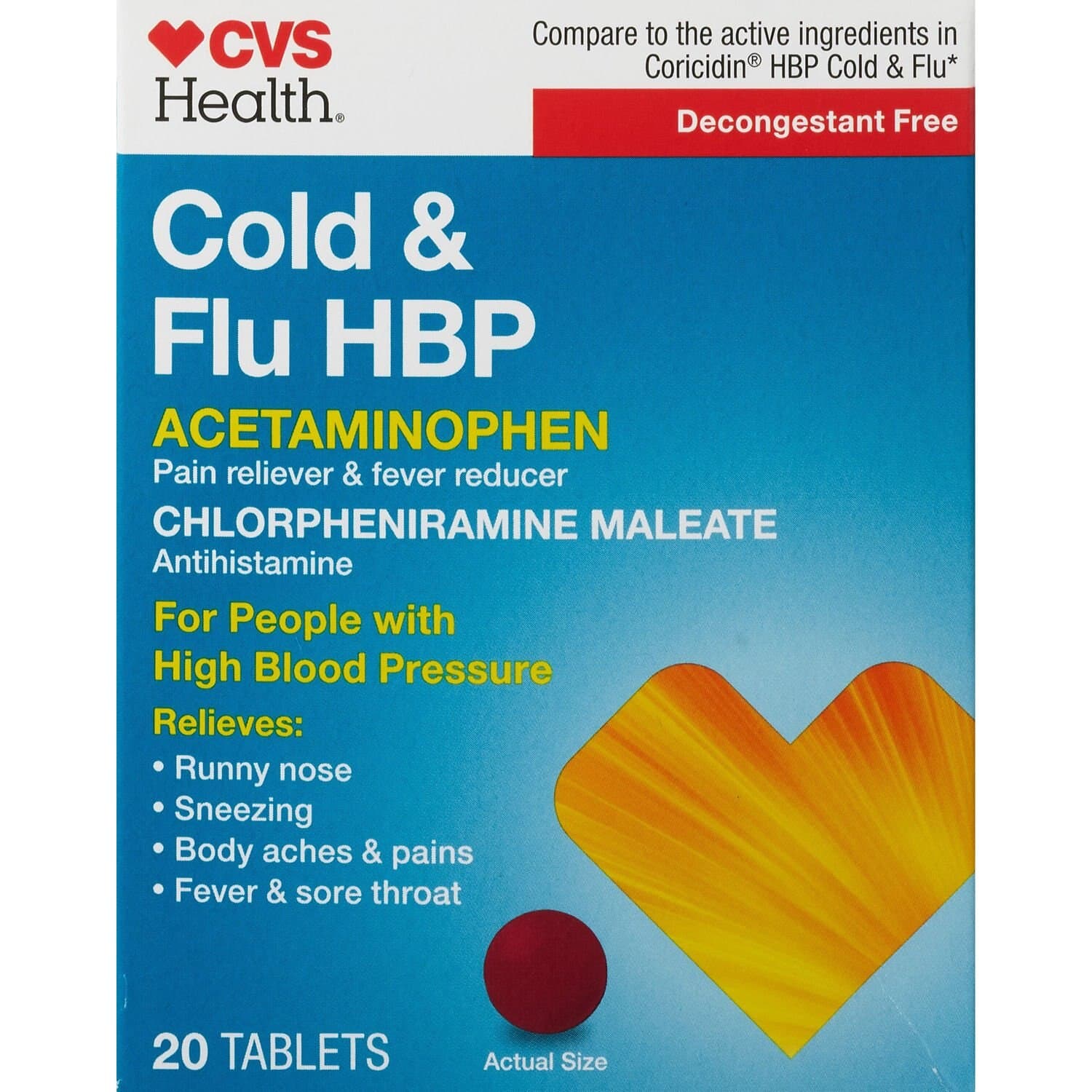 Picture of Cold and Flu Hbp Relief Tablets, 20 CT