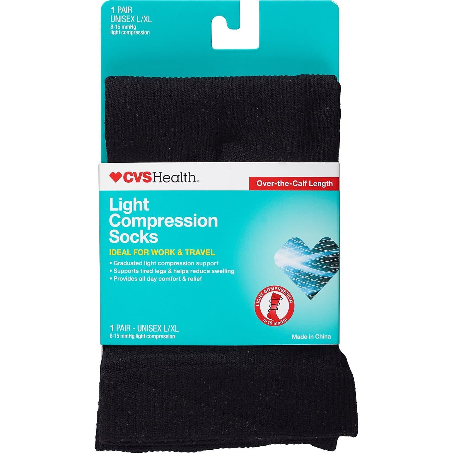 Picture of Light Compression Socks, l/Xl Black, 1 CT