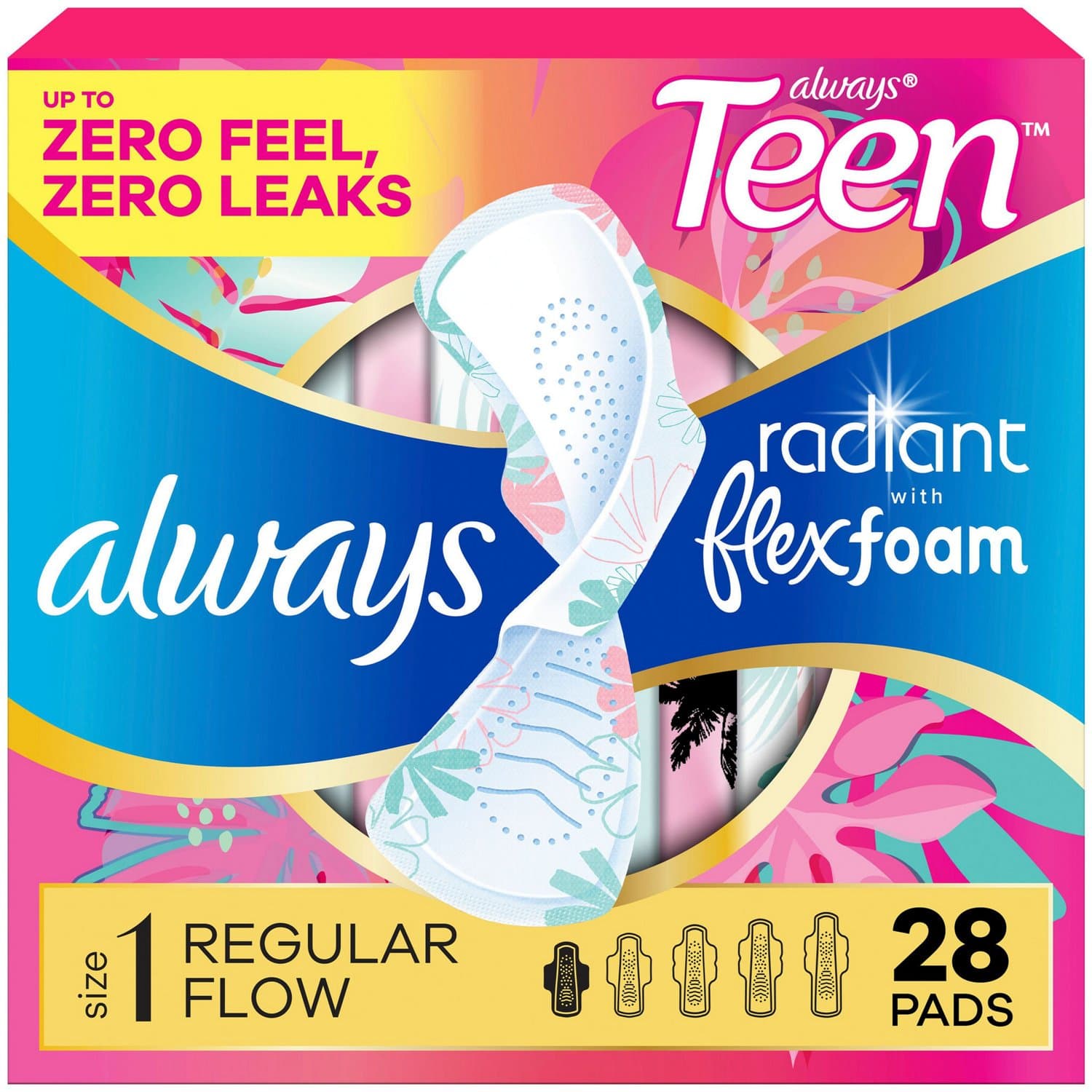 Picture of Always Teen Pads Unscented, 28 CT
