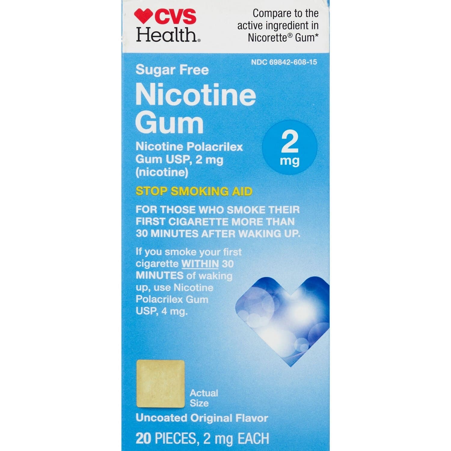 Picture of Nicotine Gum 2mg Sugar Free Original Flavor, 20 CT