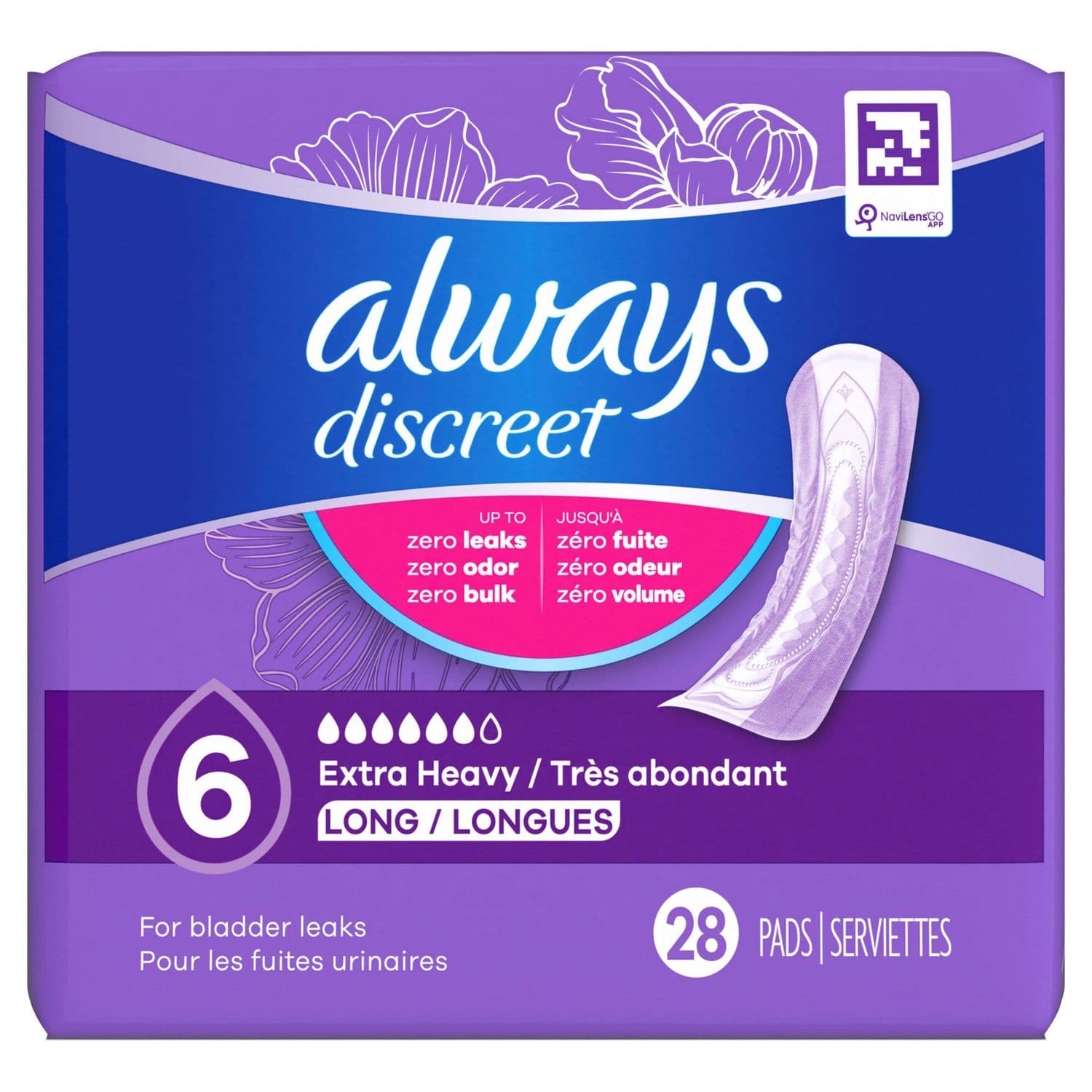 Picture of Always Discreet Pads, Extra Heavy Long, 28 CT