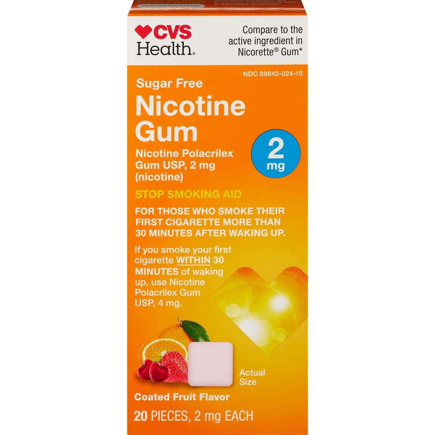 Picture of Nicotine Gum 2mg Sugar Free Assorted Fruit, 20 CT
