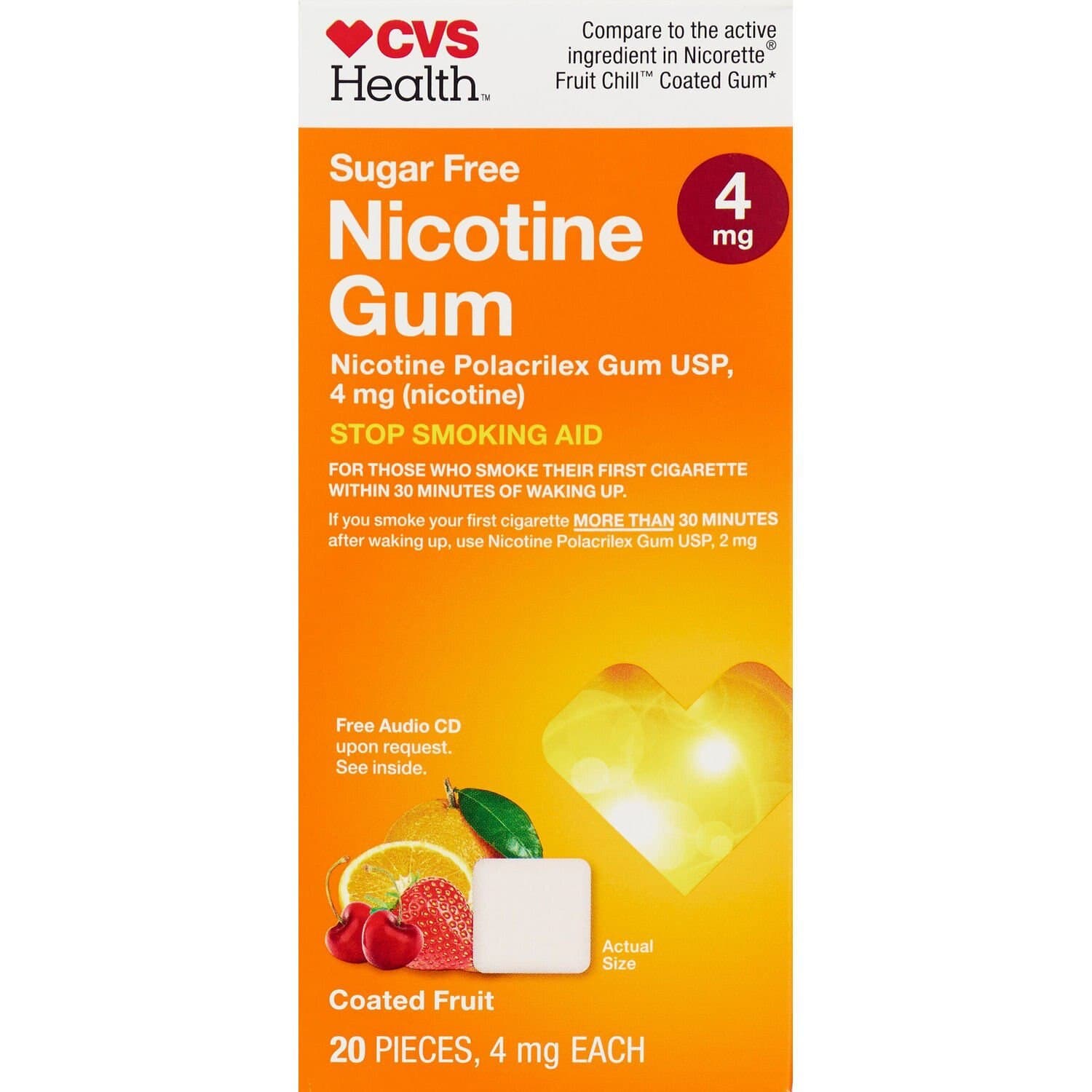 Picture of Nicotine Gum 4mg Sugar Free Assorted Fruit, 20 CT