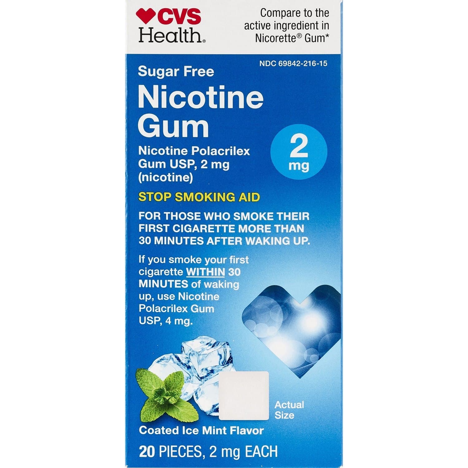 Picture of Nicotine Gum 4mg Sugar Free Mint, 20 CT