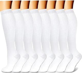 Picture of Compression Knee High Socks, Men's White, Medium (Shoe Size 8 - 10), 15 - 20 mmHg, 1 pair