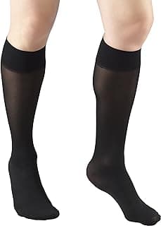 Picture of Compression Knee High Socks, Women's Black, Large (Shoe Size 8 - 10.5), 8 - 15 mmHg, 1 pair