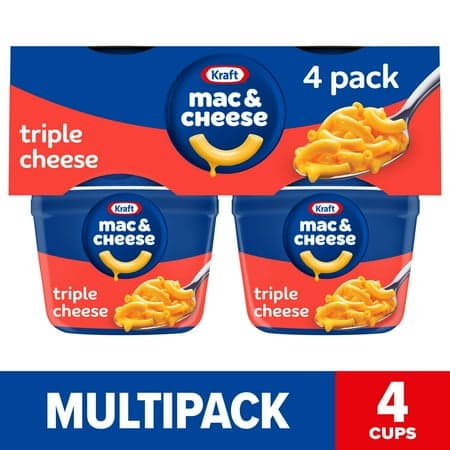 Picture of Kraft Mac and Cheese, 4 Cups, for Easy Dinner or Dinner Sides, Triple Cheese, No Artificial Flavors, Preservatives or Dyes, 2.05 oz