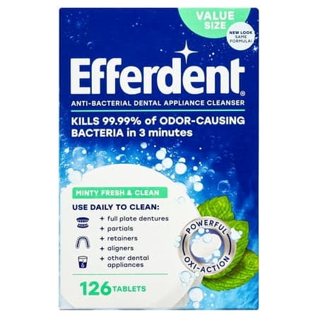 Picture of Efferdent Retainer & Denture Cleaner Tablets, Minty Fresh & Clean, 126 Count